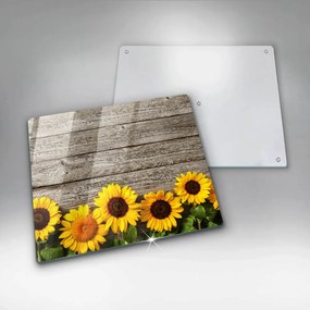 Tocător din sticlă Floarea soarelui pe scânduri