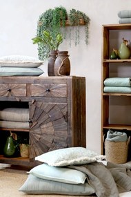 Bufet rustic din lemn vechi reciclat, 2 uși cu decor solar sculptat, 2 sertare, 90 cm, „Grimaud"
