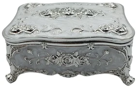Caseta bijuterii sidefata SOPHIE, 11x7x5cm, Argintiu