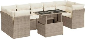 vidaXL Set canapele de grădină, 8 piese, cu perne, bej, poliratan