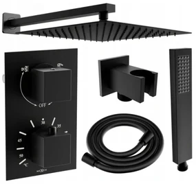 Mexen Cube DR02 set de duș încastrat z pară de tip ploaie 30 cm, Neagră - 77502DR0230-70