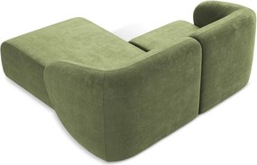 Colțar verde cu tapițerie din chenille (cu colț pe partea dreaptă/cu șezlong) Lani – Makamii