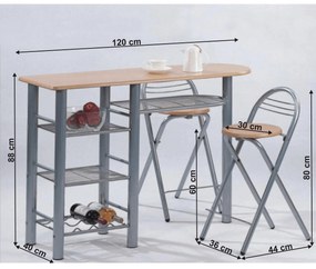 Bar de bucătărie + Scaune bar, 120x40 cm, BOXER