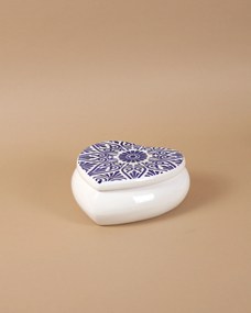Cutie de depozitare inimioara din ceramică decorativă Tatto Albastru