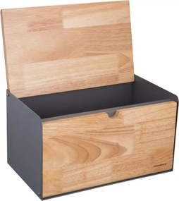 Cutie pentru pâine Klausberg KB 7395, 35,5 cm, metal de înaltă calitate, bambus, capac superior și frontal, negru