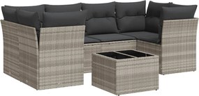 vidaXL Set canapele de grădină cu perne, 7piese gri deschis poliratan