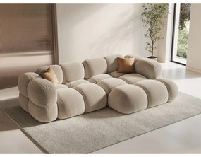 Colțar bej cu tapițerie din catifea (cu colț pe partea dreaptă/cu șezlong) Loretto – Cosmopolitan Design