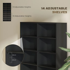 HOMCOM Raft pentru CD-uri cu 14 Rafturi Reglabile pentru 640 CD-uri/360 DVD-uri Negru | Aosom Romania