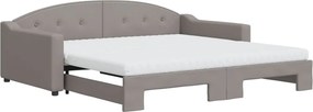 vidaXL Pat de zi cu extensie și saltele, gri taupe, 100x200 cm, textil