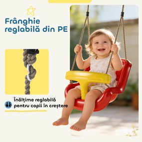 AIYAPLAY Leagăn pentru Copii de Interior și Exterior, Leagăn de Grădină pentru Bebeluși și Copii 9-36 Luni, Coardă Reglabilă și Centură de Siguranță | Aosom Romania