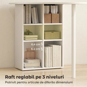 HOMCOM Birou pentru Cameră cu 6 Rafturi și 4 Rafturi Reglabile Alb | Aosom Romania