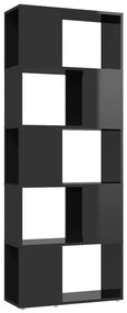 809096 vidaXL Bibliotecă/Separator cameră, negru extralucios, 60x24x155 cm