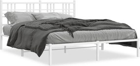 vidaXL Cadru de pat metalic cu tăblie, alb, 160x200 cm