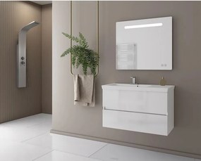 Set dulap baza suspendat alb si lavoar alb Drop Luxus 85 cm