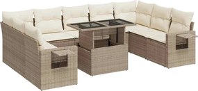 vidaXL Set canapele de grădină cu perne, 10 piese, bej, poliratan