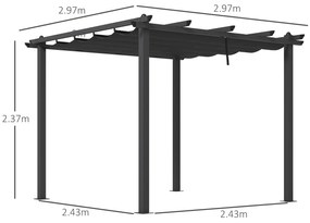 Outsunny Pergola cu Acoperis Retractabil de 3 x 3 (m) | Aosom Romania