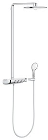 Coloana de dus alb crom cu baterie termostatata Grohe Rainshower Smartcontrol 360