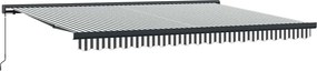 vidaXL Copertină retractabilă antracit/alb, 4,5x3 m, textil/aluminiu