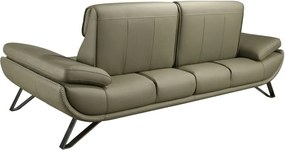 Canapea 3 locuri, tapitata cu piele naturala, spatar rabatabil Verde masliniu