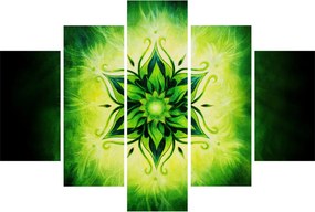 Tablou - Mandala de flori, fundal verde (150x105 cm)