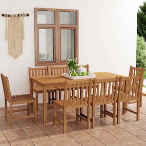 3059942 vidaXL Set mobilier de grădină, 9 piese, lemn masiv de tec