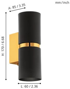 Eglo 95364 - Corp de iluminat LED perete PASSA 2xGU10-LED/4W/230V