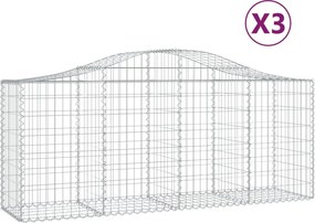 vidaXL Coșuri gabion arcuite 3 buc, 200x50x80/100 cm, fier galvanizat