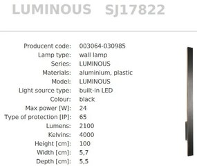 Aplica de perete Exterior, Protectie IP65, LED LUMINOUS