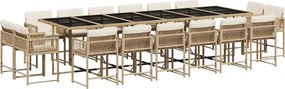 vidaXL Set mobilier de grădină cu perne, 17 piese, bej, poliratan