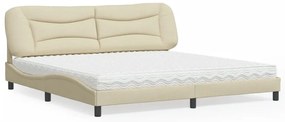vidaXL Pat cu saltea, crem, 200x200 cm, textil