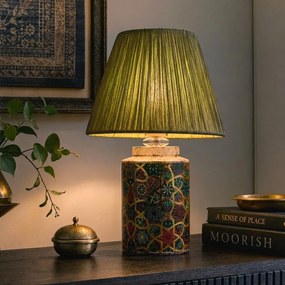 Veioză verde cu abajur din sfoară din hârtie (înălțime 38 cm) Alev – Opviq lights
