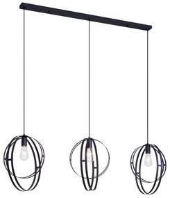 Smart hanglamp zwart langwerpig 3-lichts incl. Wifi G95 - Indu