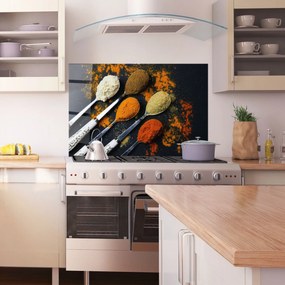 Panou Sticla Bucatarie, 60x100cm, Protectie aragaz, Antistropi, Termorezistent, Alimente, Condimente, Spoons With Spices