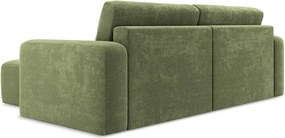 Colțar verde extensibil/cu spațiu de depozitare cu tapițerie din chenille (cu colț pe partea dreaptă/cu șezlong) Kona – Makamii