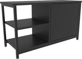 Comoda TV MUSKEGON, negru/gri antracit, PAL melaminat/metal, 90x35x51