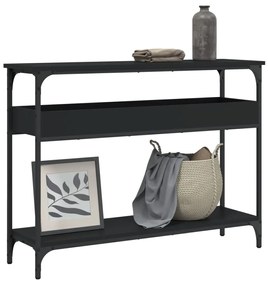 vidaXL Măsuță consolă cu raft, negru, 100x29x75 cm, lemn prelucrat