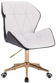 HR212K SCAUN ALB ȘI NEGRU BAZĂ AURIE