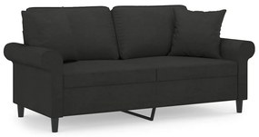 3153245 vidaXL Canapea cu 2 locuri cu perne&pernuțe negru 140 cm textil