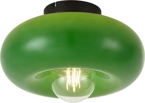 Plafonieră retro neagră cu sticlă verde 30cm - Glaze