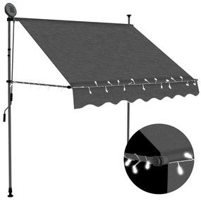 vidaXL Copertină retractabilă manual cu LED, antracit, 200 cm