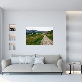 Tablou - Peisaj montan cu case (90x60 cm)