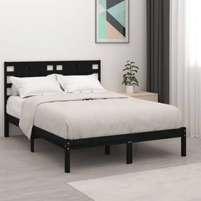 3104227 vidaXL Cadru de pat King Size, negru, 150x200 cm, lemn masiv