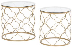 HOMCOM Set de 2 Masute pentru Salon care se pot Stivui Art Deco, Masute de Cafea din Metal cu Blat din Sticla Securizata, Auriu | Aosom Romania