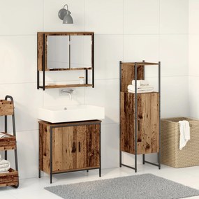 vidaXL Set de mobilier pentru baie 3 pcs Maro 33 x 33 x 102.5 cm
