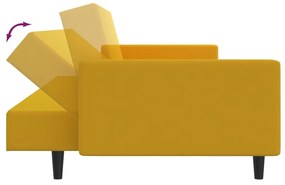 Canapea extensibila cu 2 locuri, galben, catifea Galben, Fara scaunel pentru picioare Fara scaunel pentru picioare