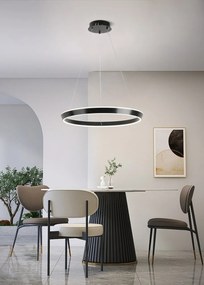 Lustra LED Suspendata Cu Telecomanda, 3 Tipuri De Lumina, Inaltime Reglabila, 160W, Negru