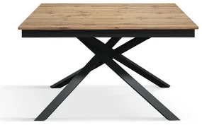 Masa Tiglio, blat extensibil pal laminat, picior metalic - BLAT STEJAR RUSTIC, PICIOR GRI ANTRACIT - 140 cm / 80 cm