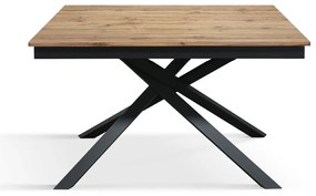 Masa Tiglio, blat extensibil pal laminat, picior metalic - BLAT STEJAR RUSTIC, PICIOR GRI ANTRACIT - 120 cm / 80 cm