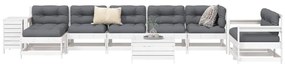 vidaXL Set canapea de grădină, 10 piese, alb, lemn masiv de pin
