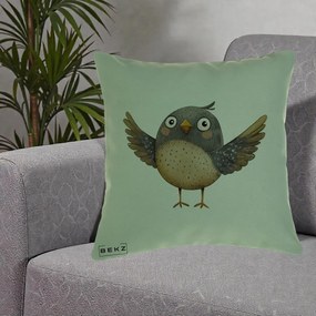 Perna Decorativa Pasare cu Aripi Intinse, 40x40 cm, Verde, Husa Detasabila, Perna Inclusa, BEKZ®